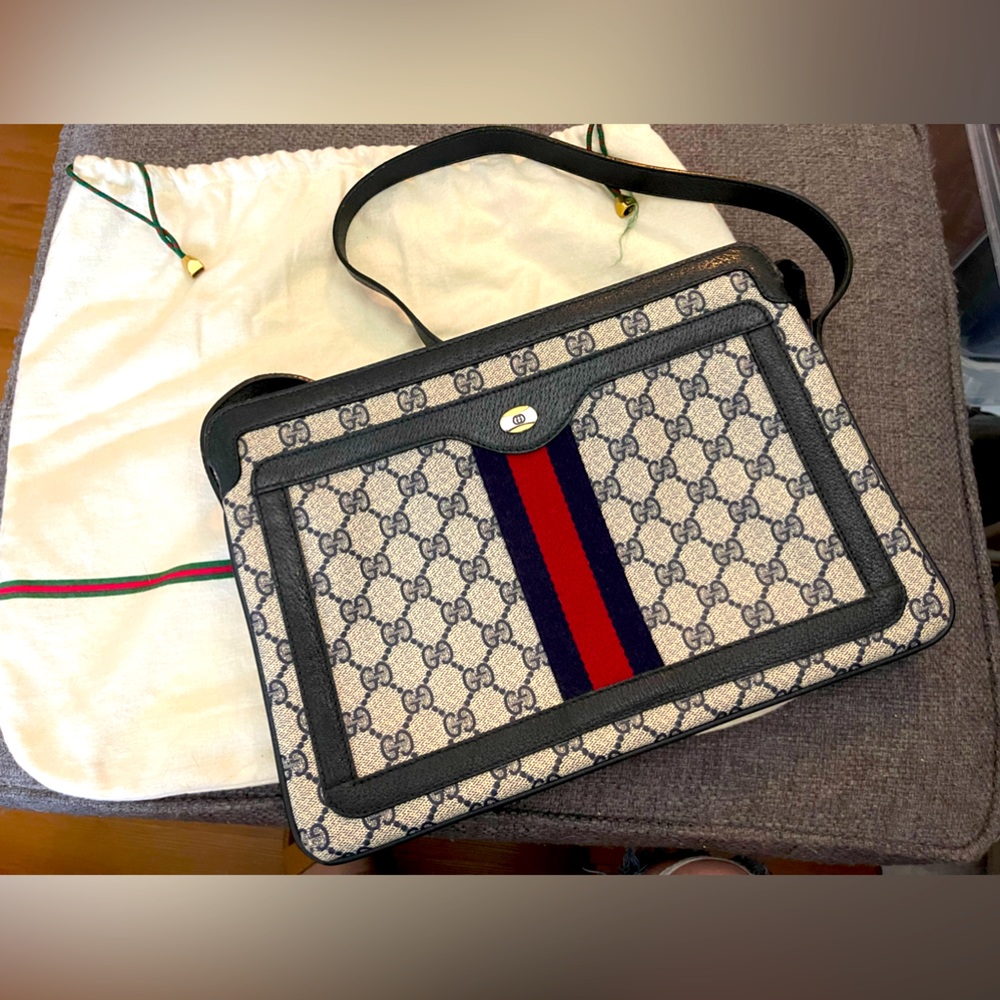 Vintage GUCCI Canvas Sherry Line Shoulder Bag